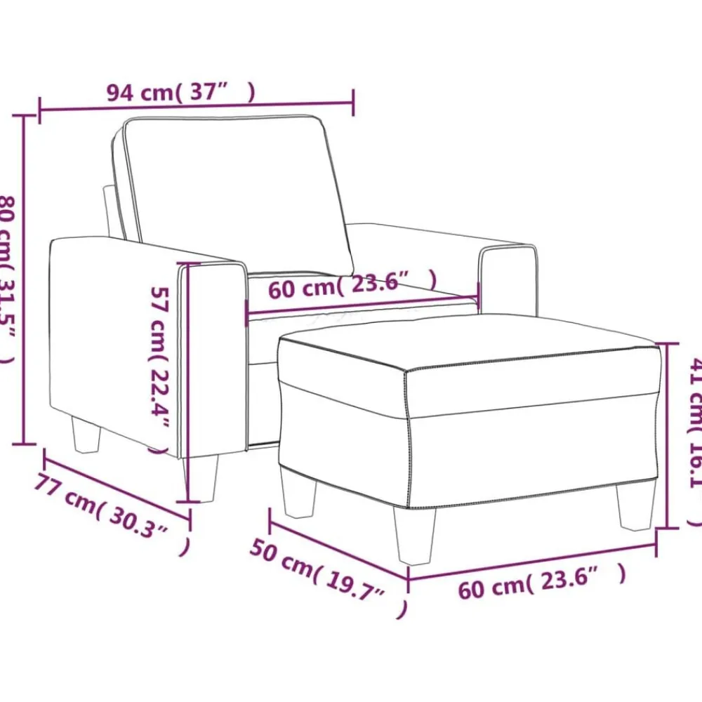 vidaXL Sillón con taburete tela 60 cm Gris oscuro New