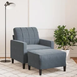 vidaXL Sillón con taburete terciopelo 60 cm Gris oscuro Best