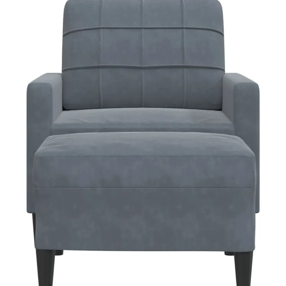 vidaXL Sillón con taburete terciopelo 60 cm Gris oscuro Best