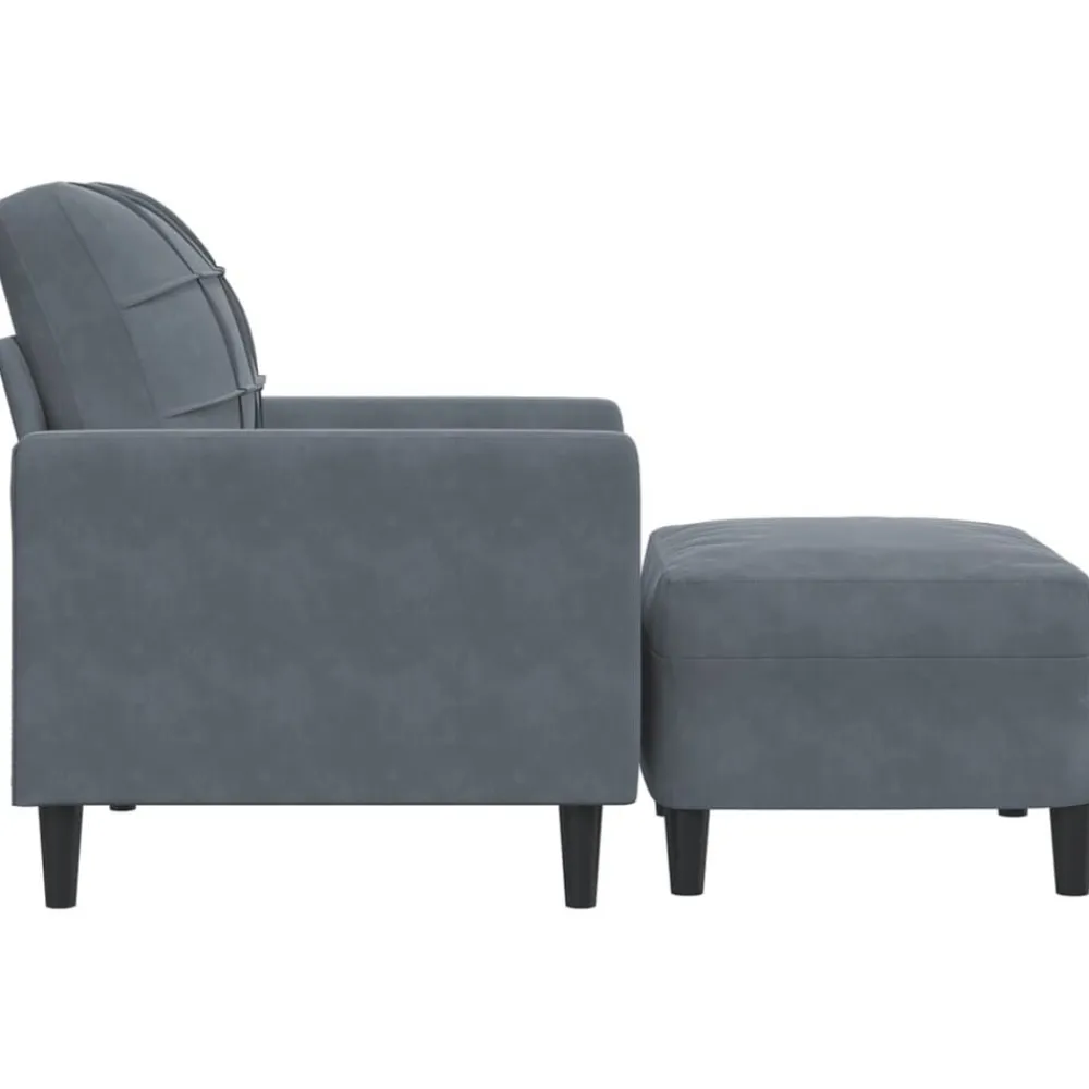 vidaXL Sillón con taburete terciopelo 60 cm Gris oscuro Best