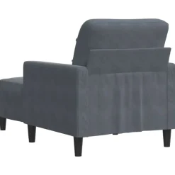vidaXL Sillón con taburete terciopelo 60 cm Gris oscuro Best