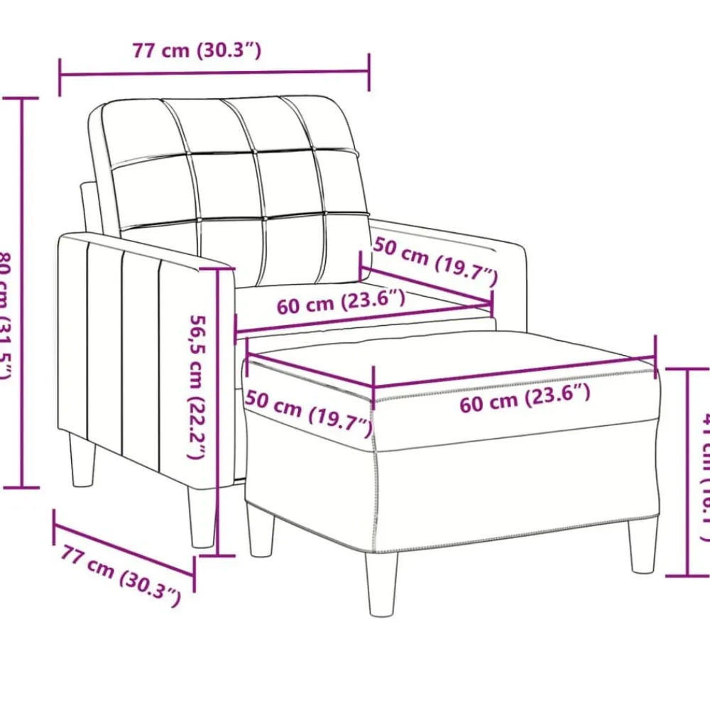 vidaXL Sillón con taburete terciopelo 60 cm Gris oscuro Best
