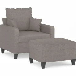vidaXL Sillón con taburete tela gris taupe 60 cm Taupé Online