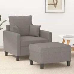 vidaXL Sillón con taburete tela gris taupe 60 cm Taupé Online