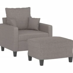 vidaXL Sillón con taburete tela gris taupe 60 cm Taupé Online