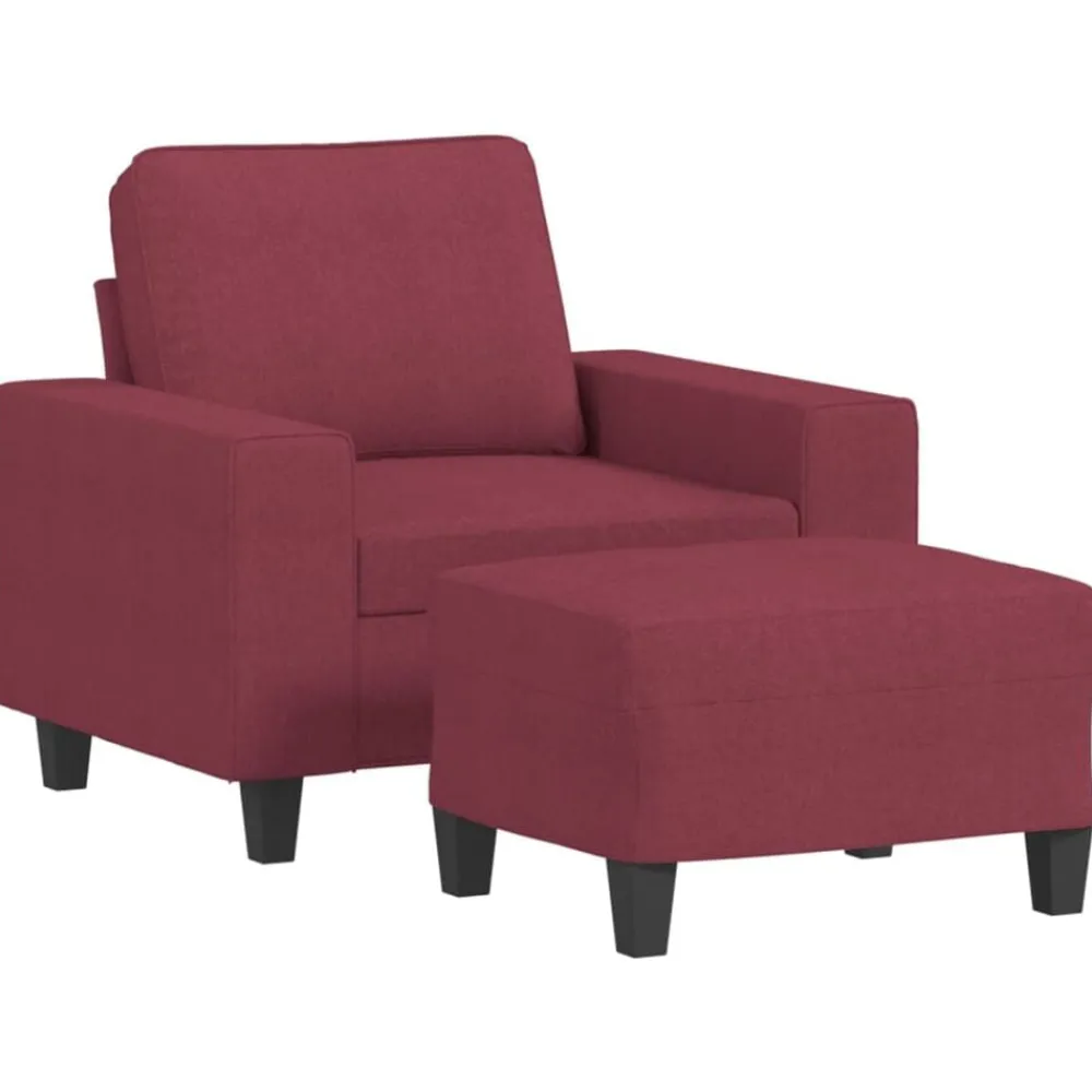 vidaXL Sofás-Sillón con taburete tela rojo tinto 60 cm