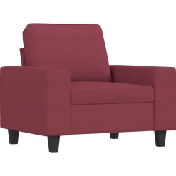 vidaXL Sofás-Sillón con taburete tela rojo tinto 60 cm