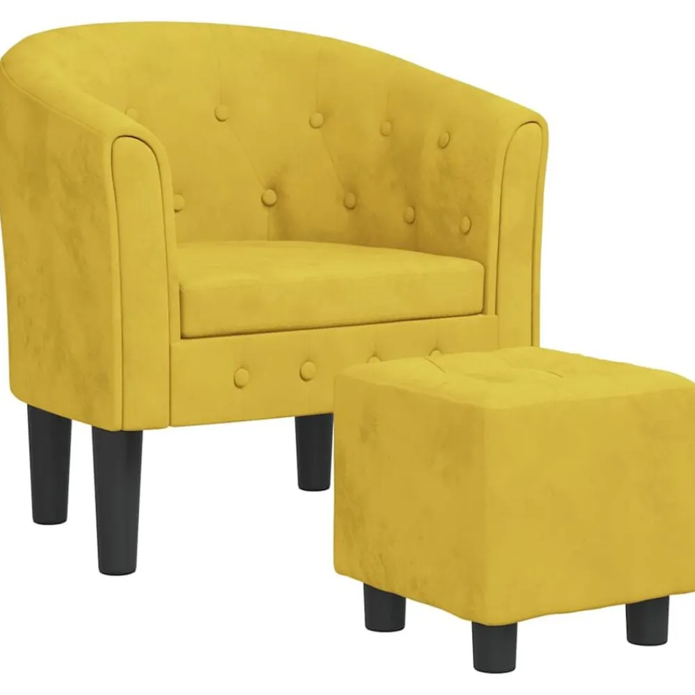 vidaXL Sillón con taburete terciopelo Amarillo