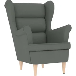 vidaXL Sillón con taburete reposapiés tela Gris oscuro Discount