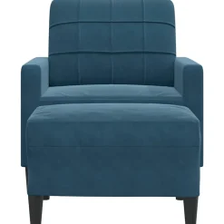 vidaXL Sillón con taburete terciopelo 60 cm Azul New