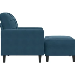 vidaXL Sillón con taburete terciopelo 60 cm Azul New