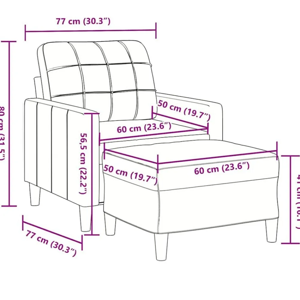 vidaXL Sillón con taburete terciopelo 60 cm Azul New