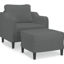 vidaXL Sillón con taburete tela 60 cm Gris oscuro Hot