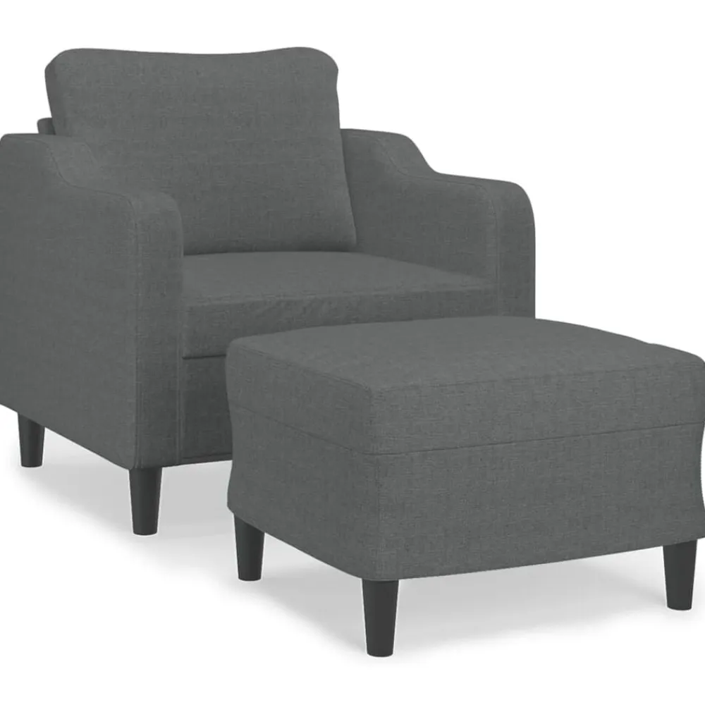 vidaXL Sillón con taburete tela 60 cm Gris oscuro Hot