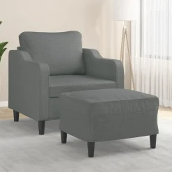 vidaXL Sillón con taburete tela 60 cm Gris oscuro Hot