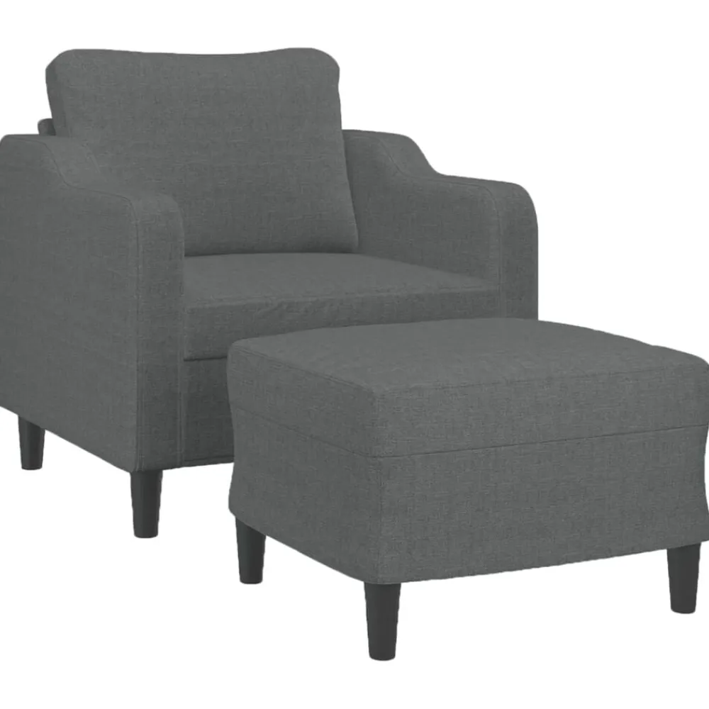 vidaXL Sillón con taburete tela 60 cm Gris oscuro Hot