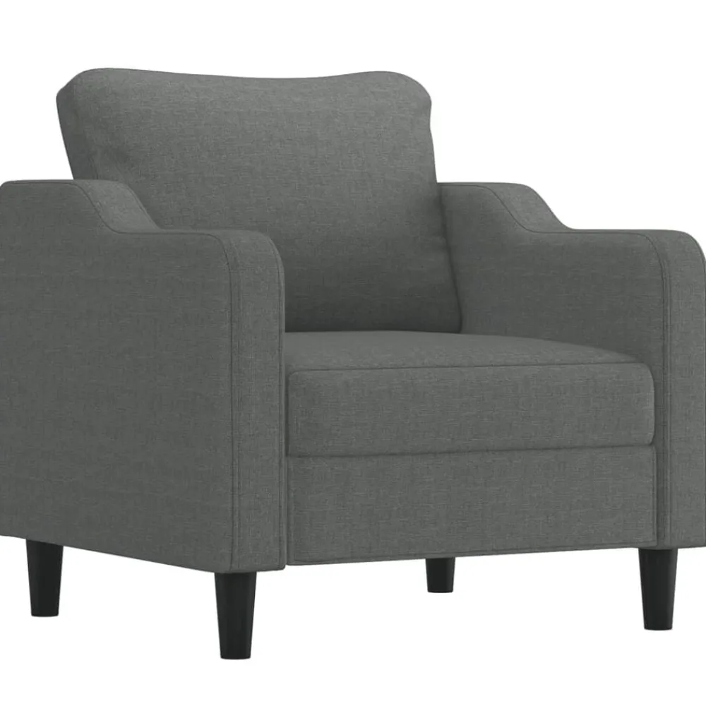 vidaXL Sillón con taburete tela 60 cm Gris oscuro Hot