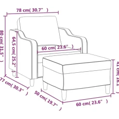 vidaXL Sillón con taburete tela 60 cm Gris oscuro Hot