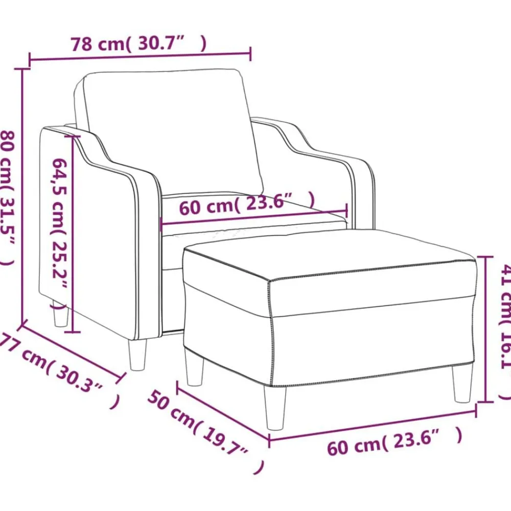 vidaXL Sillón con taburete tela 60 cm Gris oscuro Hot