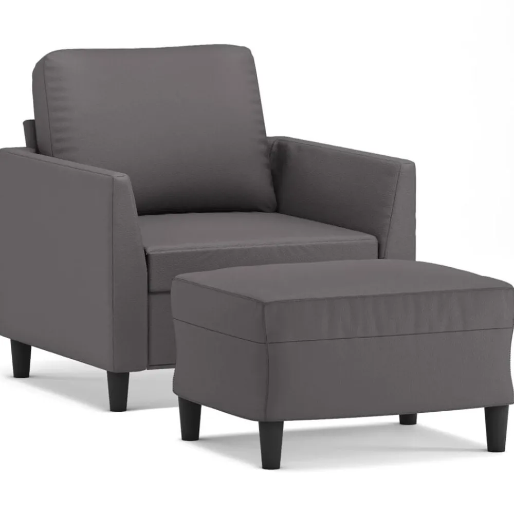 vidaXL Sofás-Sillón con taburete cuero sintético 60 cm