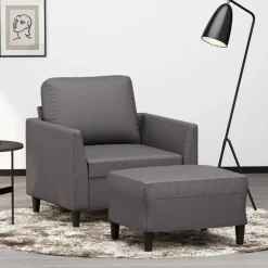 vidaXL Sofás-Sillón con taburete cuero sintético 60 cm