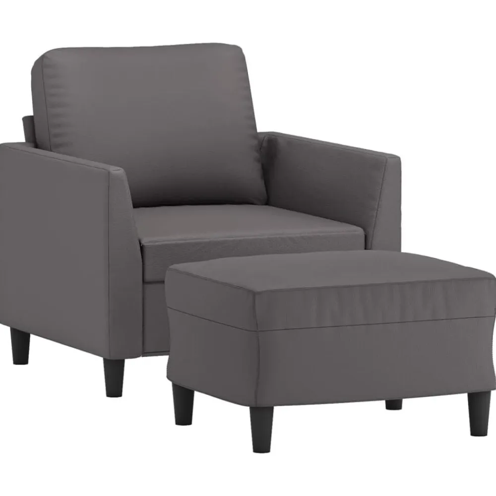 vidaXL Sofás-Sillón con taburete cuero sintético 60 cm