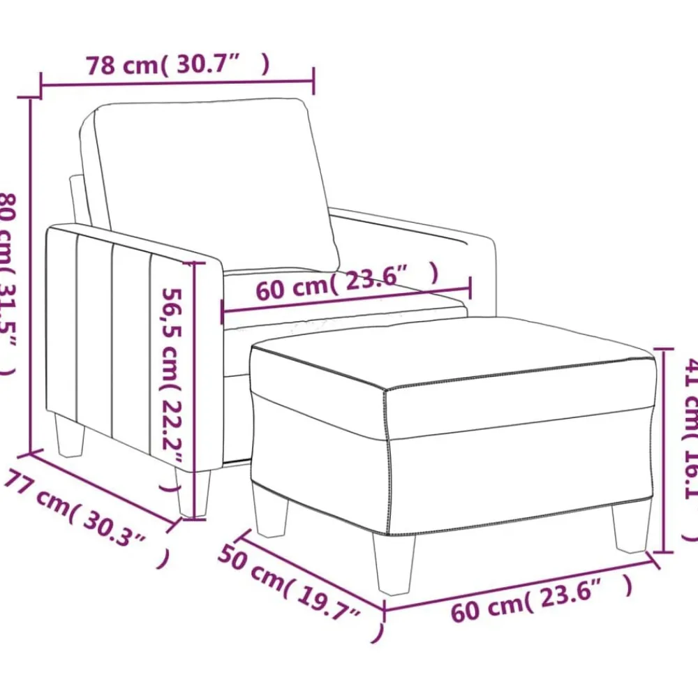 vidaXL Sillón con taburete cuero sintético color 60 cm Capuchino Sale