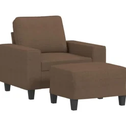 vidaXL Sillón con taburete tela marrón 60 cm Marrón Clearance