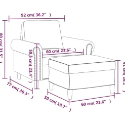 vidaXL Sofás-Sillón con taburete cuero sintético 60 cm