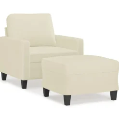 vidaXL Sofás-Sillón con taburete cuero sintético color 60 cm