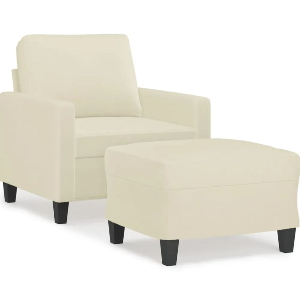 vidaXL Sofás-Sillón con taburete cuero sintético color 60 cm