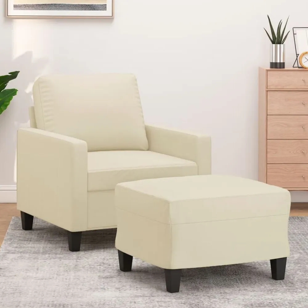 vidaXL Sofás-Sillón con taburete cuero sintético color 60 cm