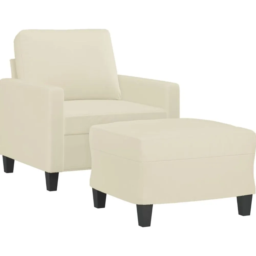 vidaXL Sofás-Sillón con taburete cuero sintético color 60 cm