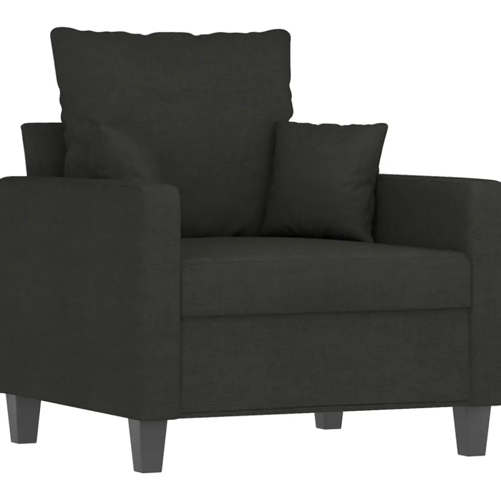 vidaXL Sillón con taburete tela 60 cm Negro Outlet