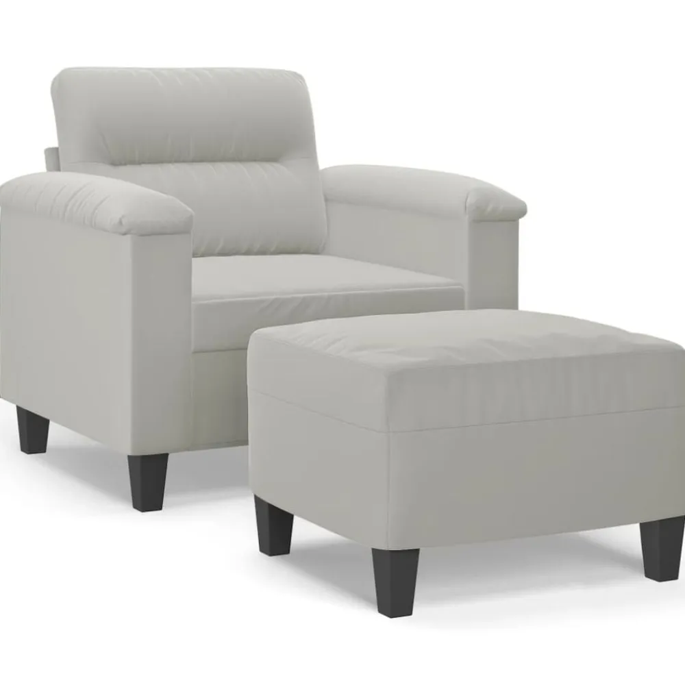 vidaXL Sofás-Sillón con taburete tela de microfibra 60 cm