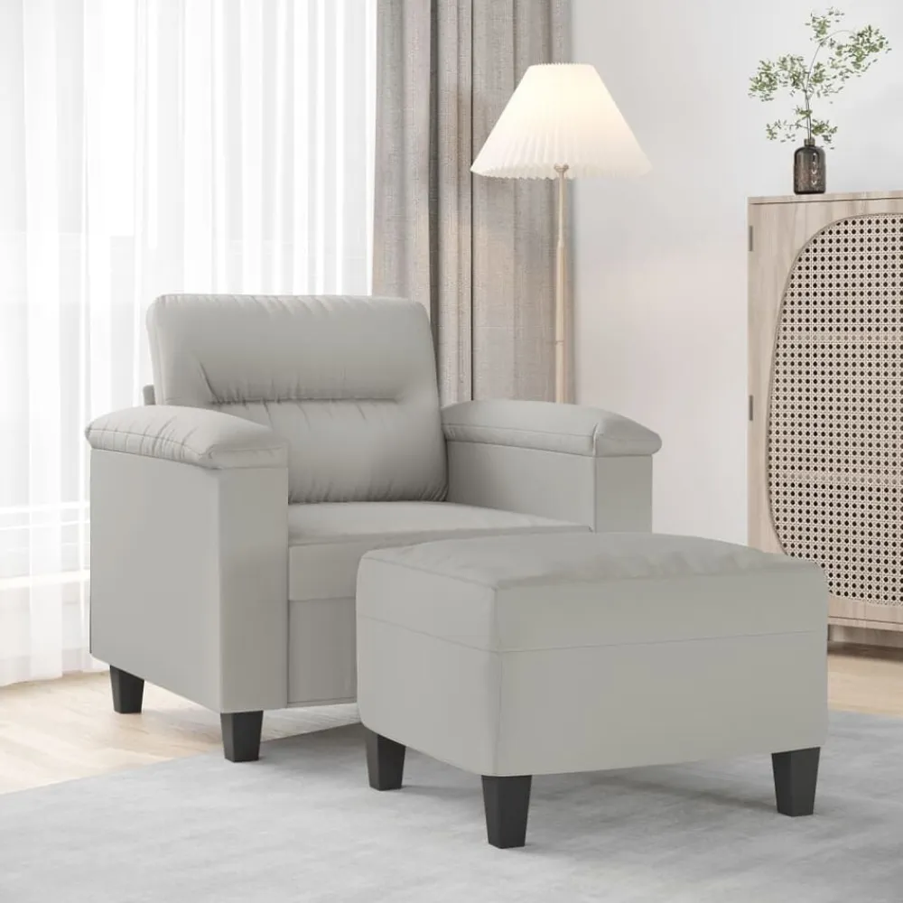 vidaXL Sofás-Sillón con taburete tela de microfibra 60 cm