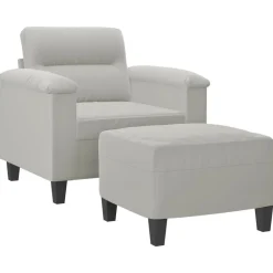 vidaXL Sofás-Sillón con taburete tela de microfibra 60 cm