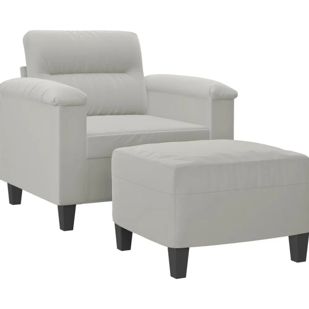vidaXL Sofás-Sillón con taburete tela de microfibra 60 cm