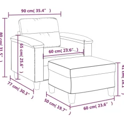 vidaXL Sofás-Sillón con taburete tela de microfibra 60 cm