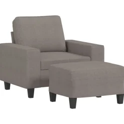 vidaXL Sofás-Sillón con taburete tela gris taupe 60 cm