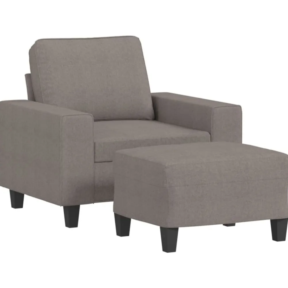 vidaXL Sofás-Sillón con taburete tela gris taupe 60 cm