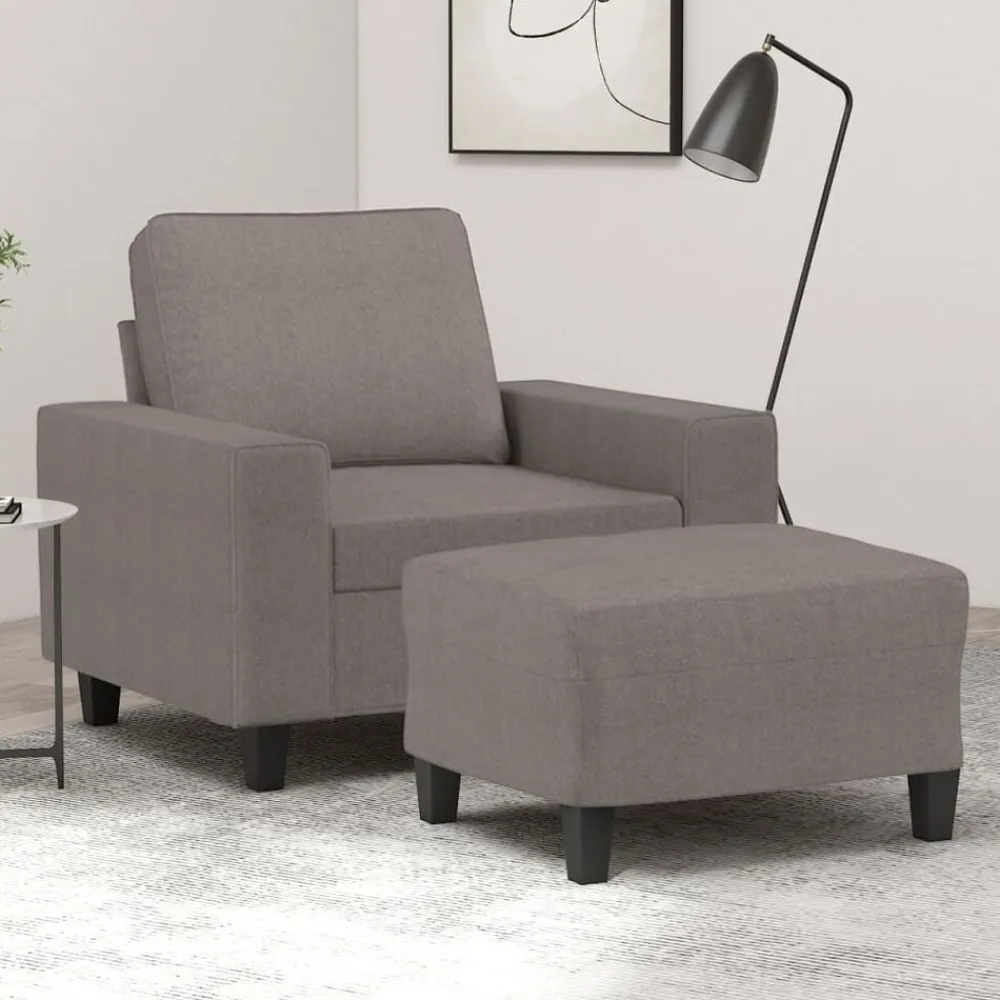 vidaXL Sofás-Sillón con taburete tela gris taupe 60 cm