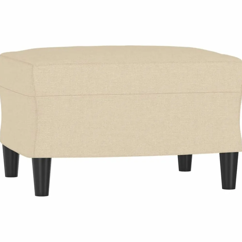 vidaXL Sillón con taburete tela 60 cm Crema New