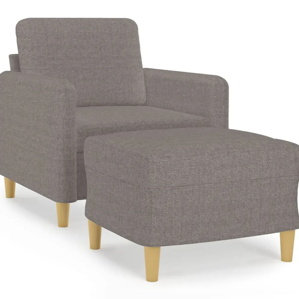 vidaXL Sofás-Sillón con taburete tela gris taupe 60 cm