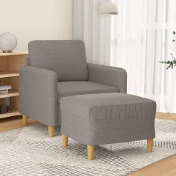 vidaXL Sofás-Sillón con taburete tela gris taupe 60 cm