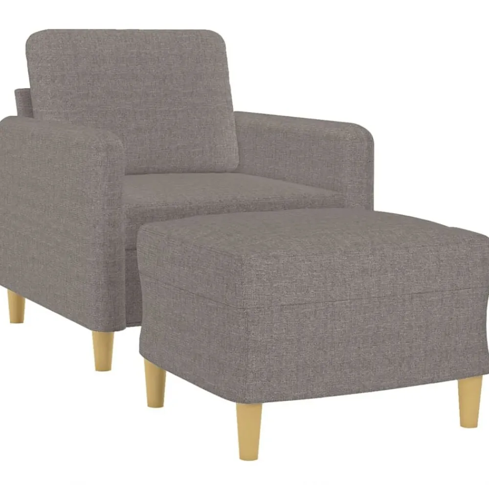 vidaXL Sofás-Sillón con taburete tela gris taupe 60 cm