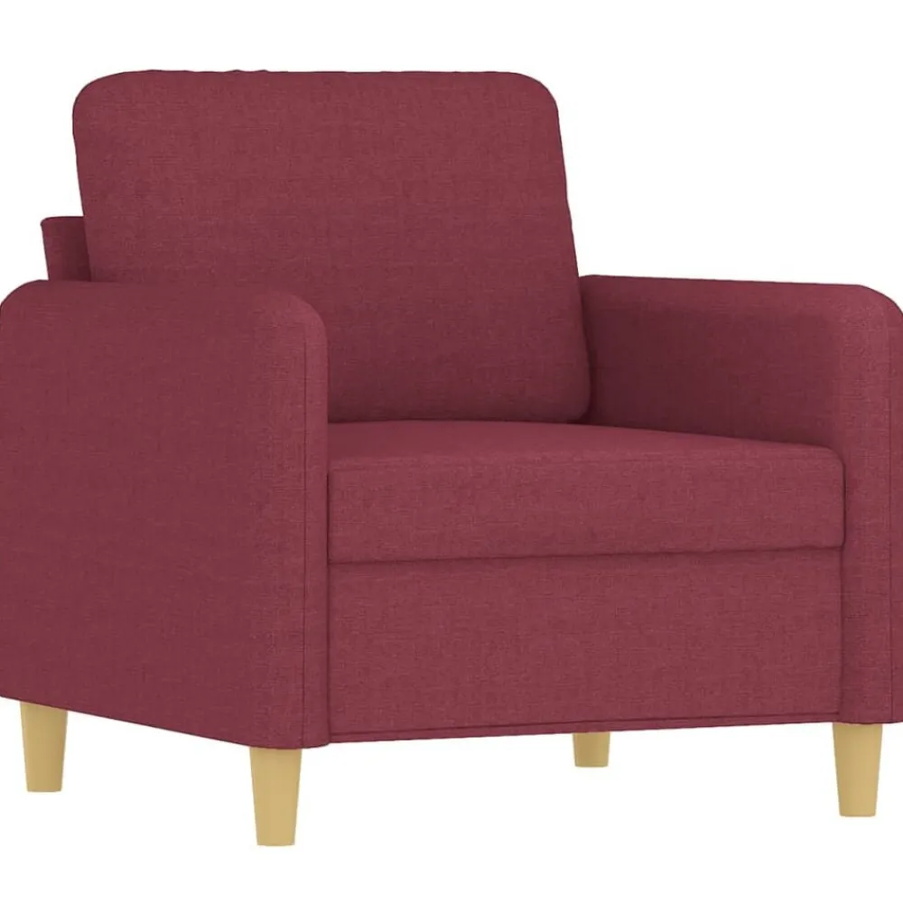 vidaXL Sillón con taburete tela rojo tinto 60 cm Rojo vino tinto