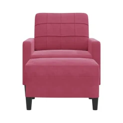 vidaXL Sofás-Sillón con taburete terciopelo rojo tinto 60 cm