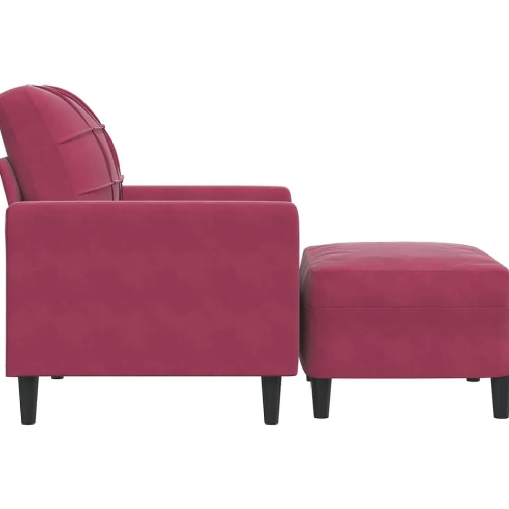 vidaXL Sofás-Sillón con taburete terciopelo rojo tinto 60 cm
