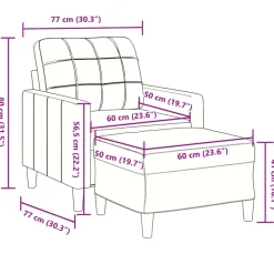 vidaXL Sofás-Sillón con taburete terciopelo rojo tinto 60 cm